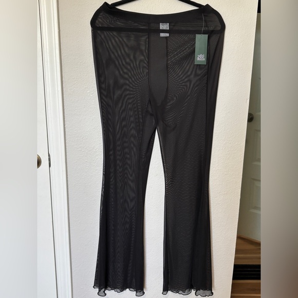 wild fable Pants - wild fable Black Mesh Flared Wide Legged Pants